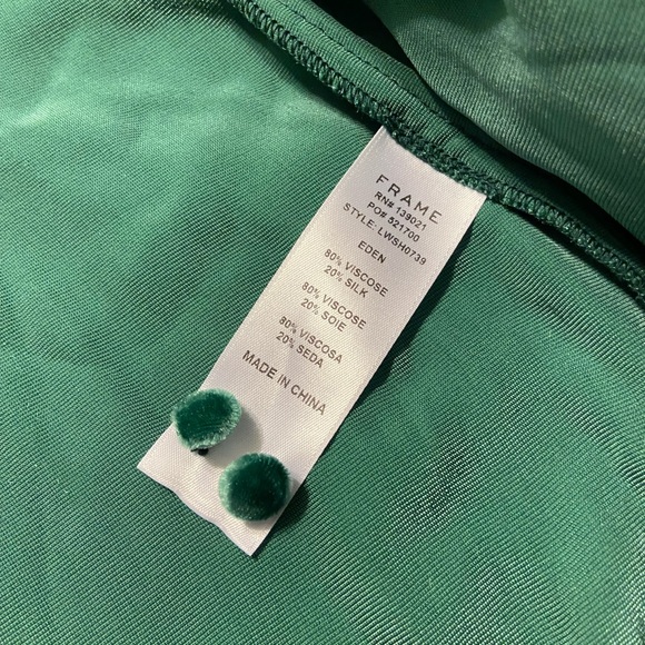FRAME minimalist silk velvet quilted top size Small dark green - Picture 6 of 8